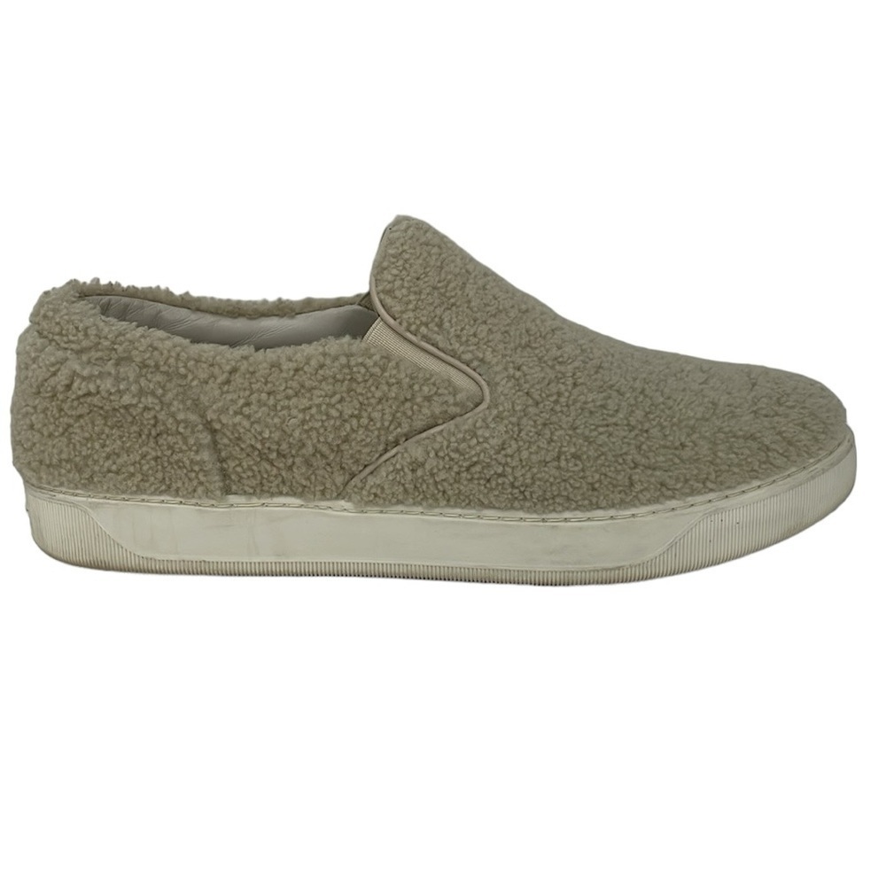 Moncler Shoes Flats Women's 6 Cream White Fuzzy Shearling Slip On Sneaker Italy - Picture 3 of 15